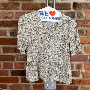 Madewell Floral v-neck blouse with buttons